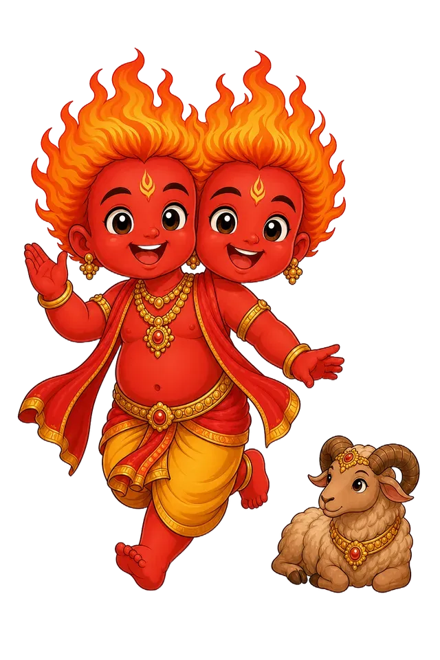 Agni drawn as a toddler