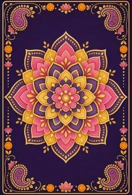 The card back: a gold mandala on deep purple