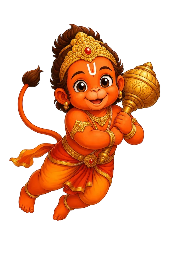 Hanuman drawn as a toddler