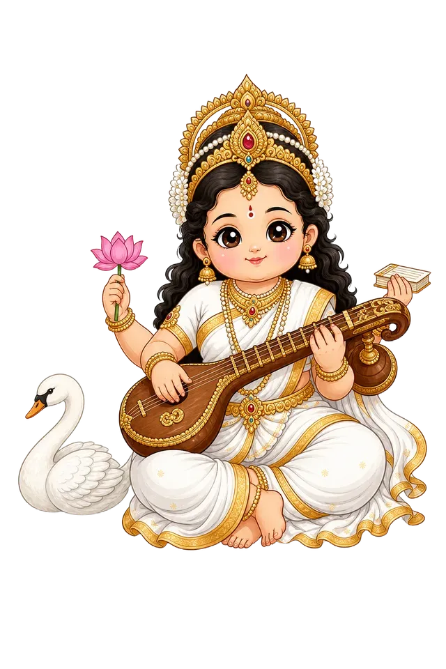 Saraswati drawn as a toddler